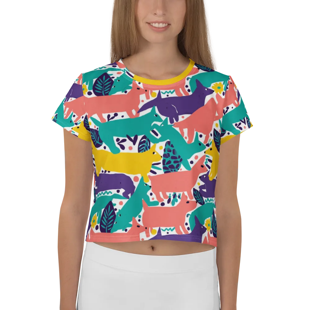 Wildlife Parade on Crop Tee — Front