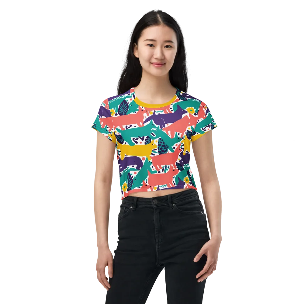 Wildlife Parade on Crop Tee — Front