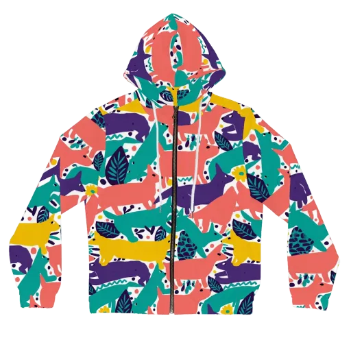 Wildlife Parade on a Women's Full-Zip Hoodie