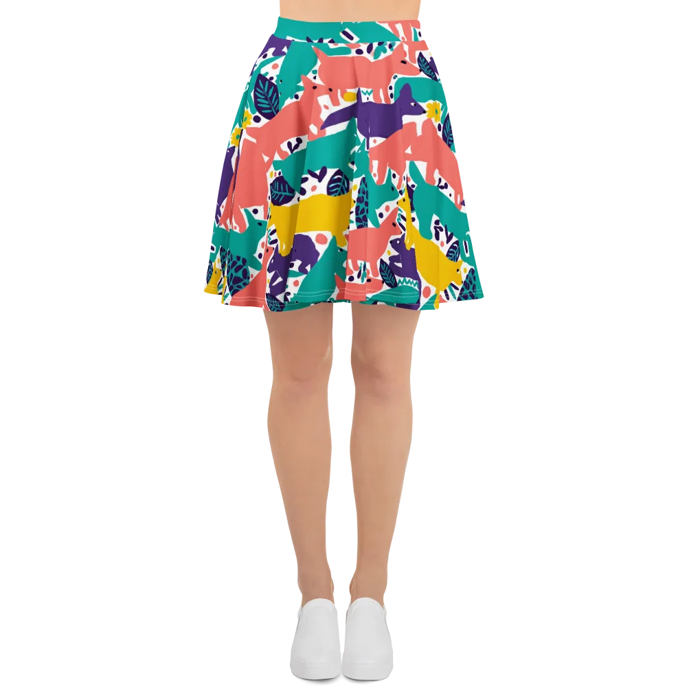 Wildlife Parade on Skater Skirt — Front