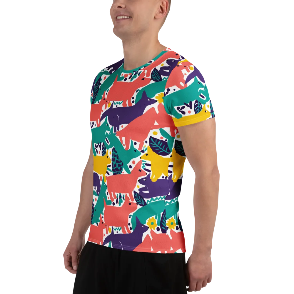 Wildlife Parade on Men's Athletic T-Shirt — Left