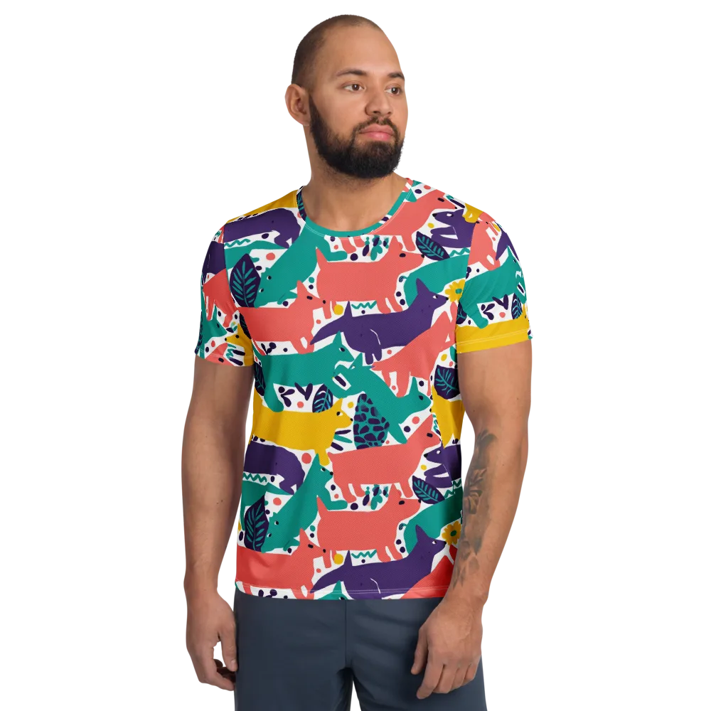 Wildlife Parade on Men's Athletic T-Shirt — Front
