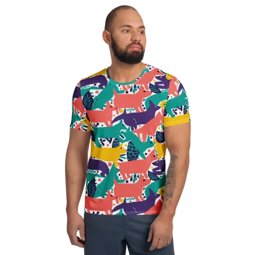 Wildlife Parade on a Men's Athletic T-Shirt