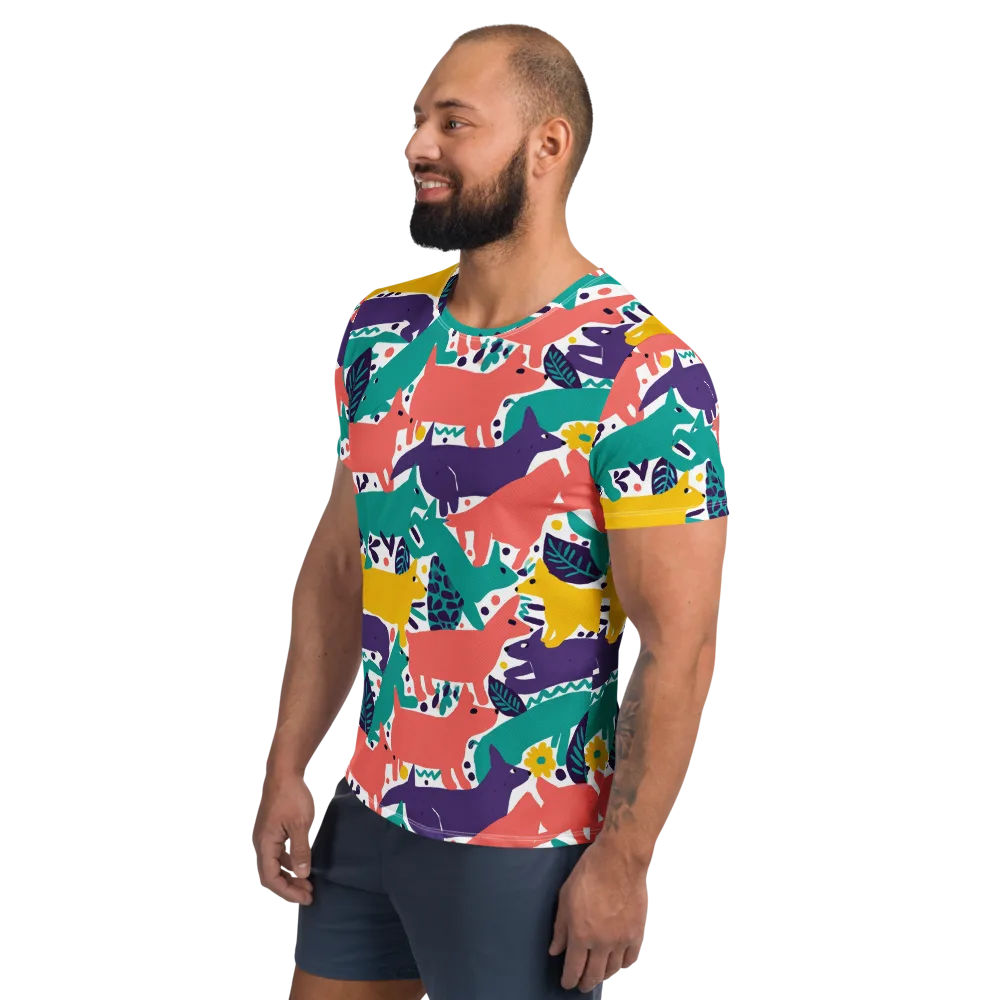 Wildlife Parade on Men's Athletic T-Shirt — Left