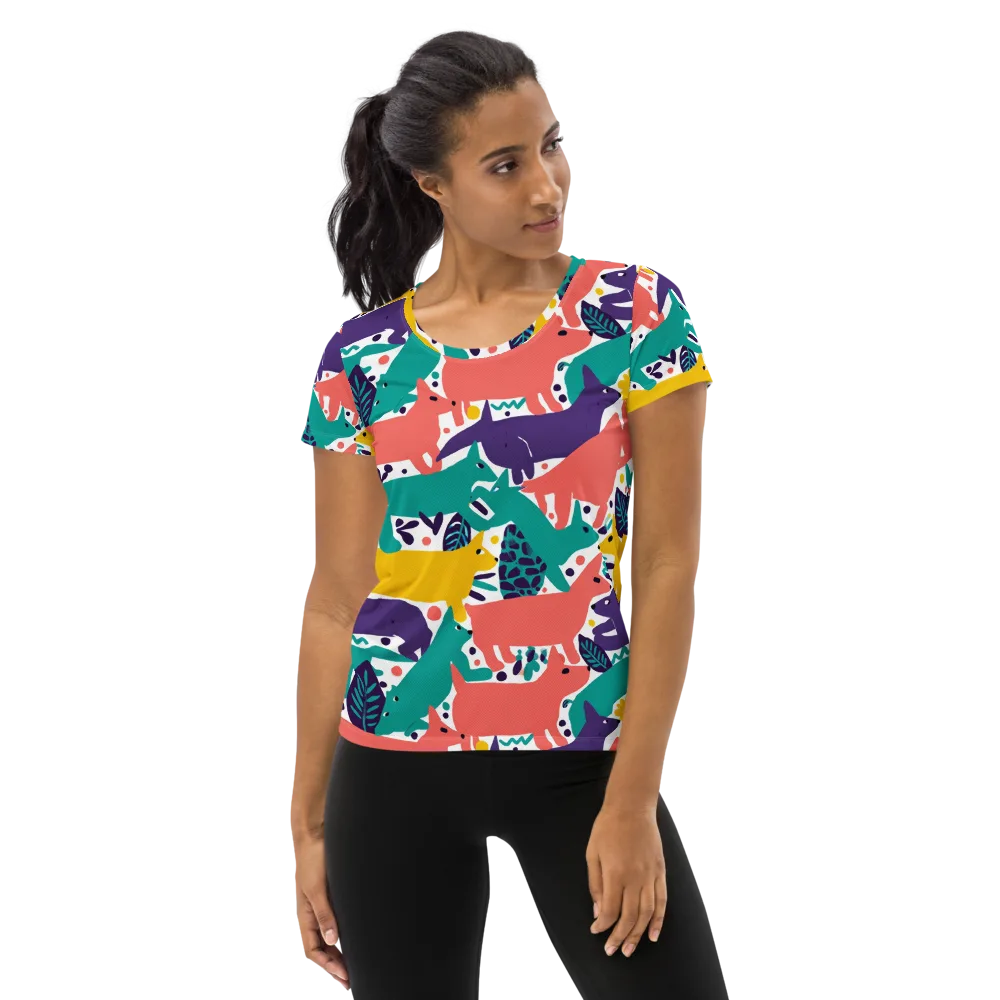 Wildlife Parade on Women's Athletic T-Shirt — Front