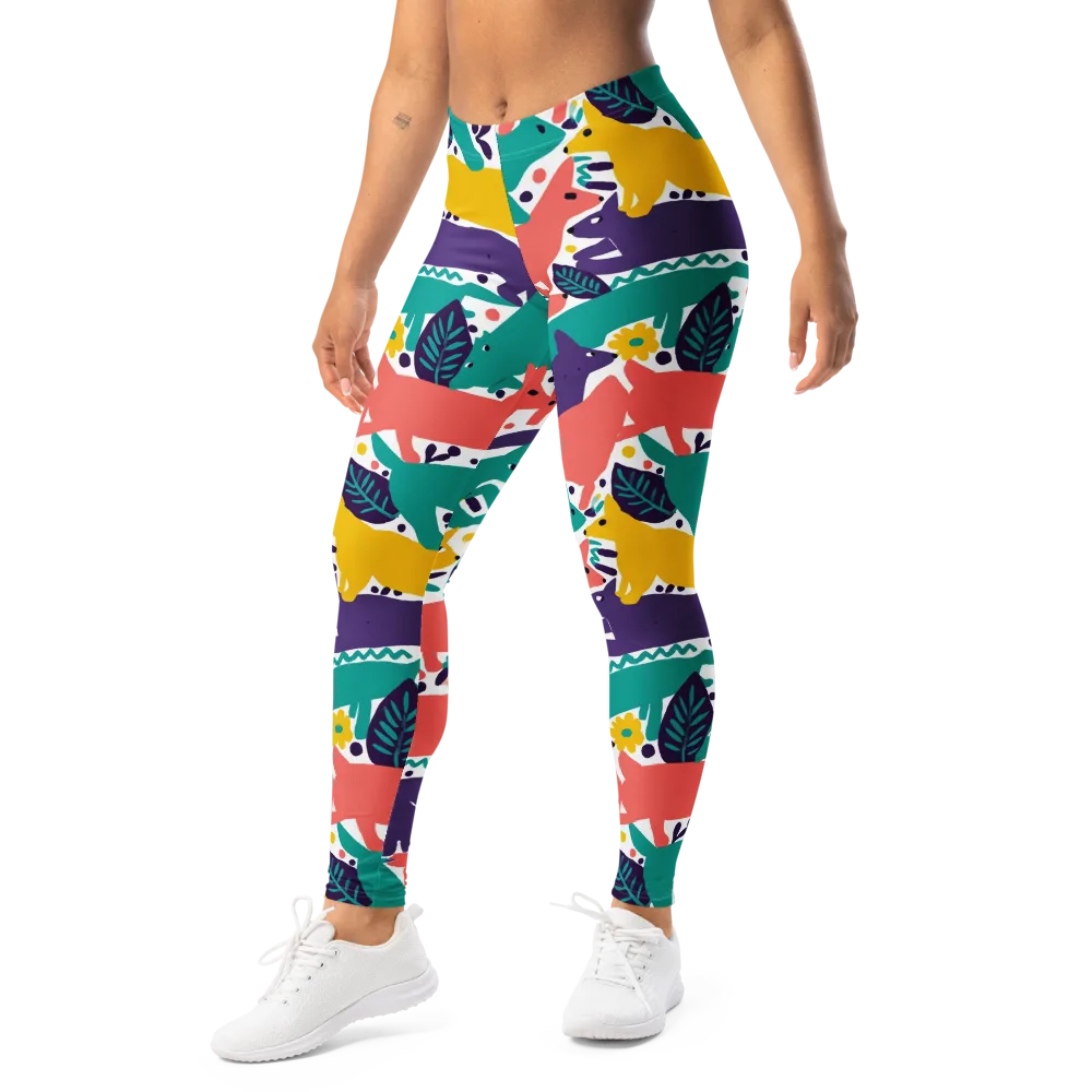 Wildlife Parade on Leggings — Left Front