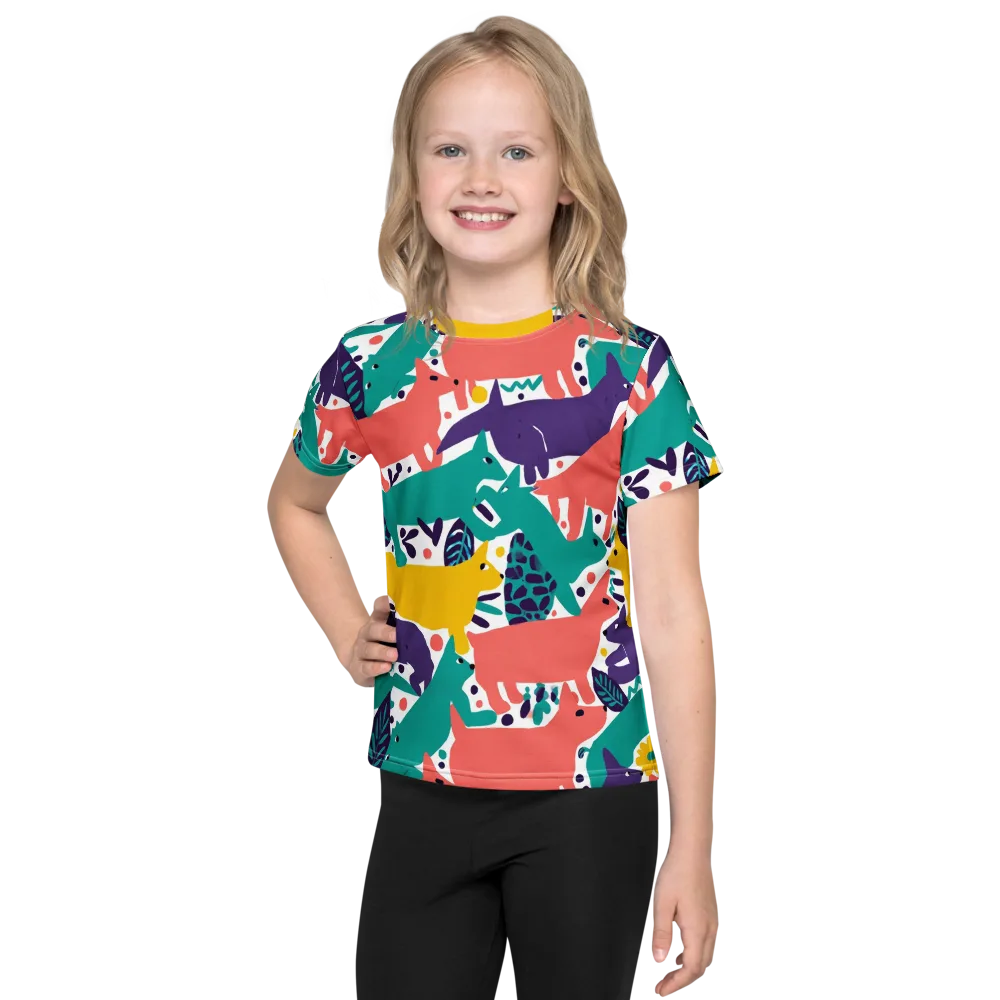 Wildlife Parade on Kids Crew Neck T-Shirt — Front