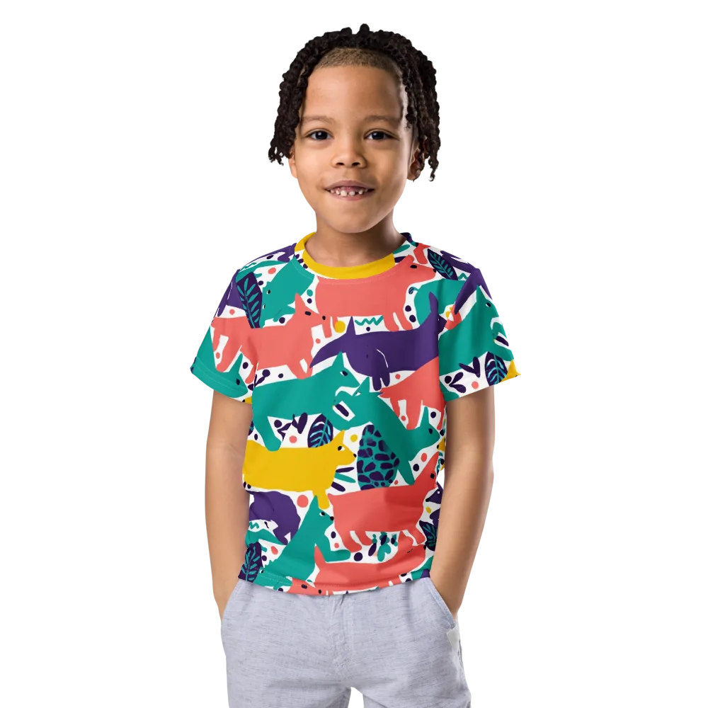 Wildlife Parade on Kids Crew Neck T-Shirt — Front
