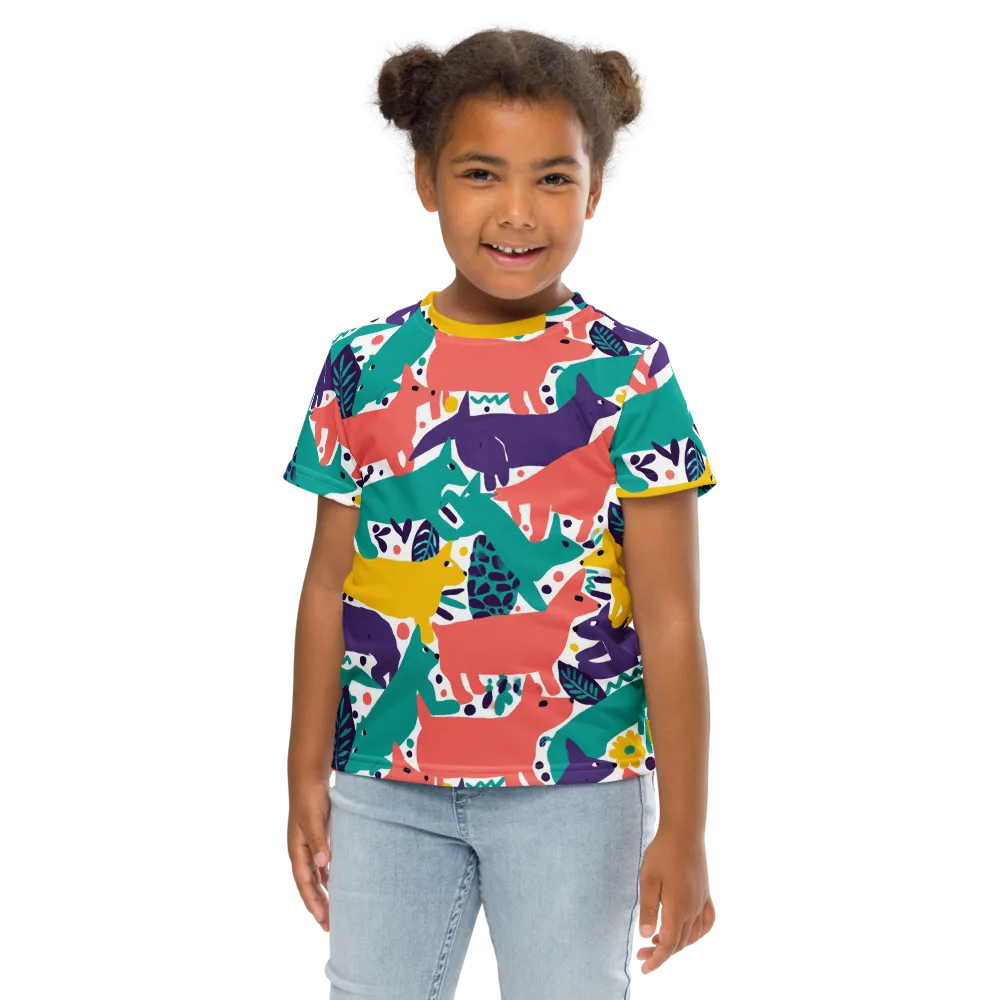 Wildlife Parade on Kids Crew Neck T-Shirt — Front
