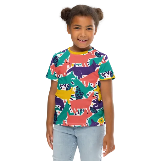 Wildlife Parade on a Kids Crew Neck T-Shirt