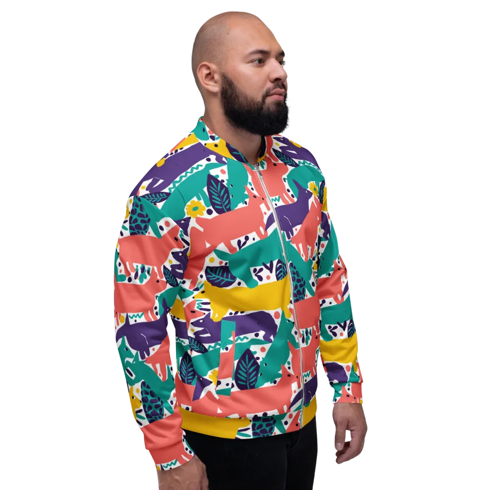 Wildlife Parade on Bomber Jacket — Right