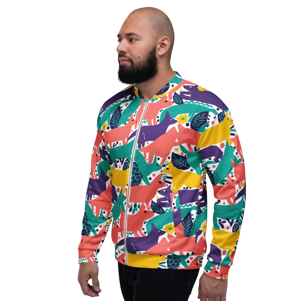 Wildlife Parade on Bomber Jacket — Left