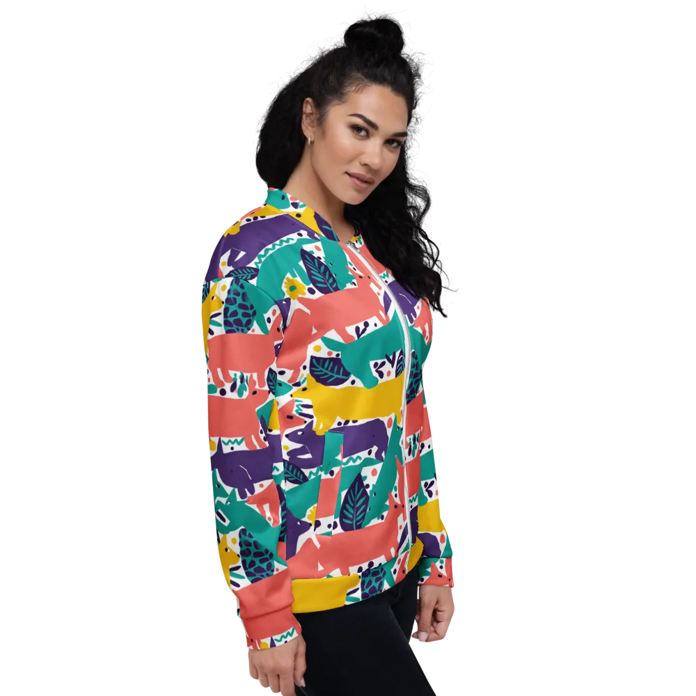 Wildlife Parade on Bomber Jacket — Right