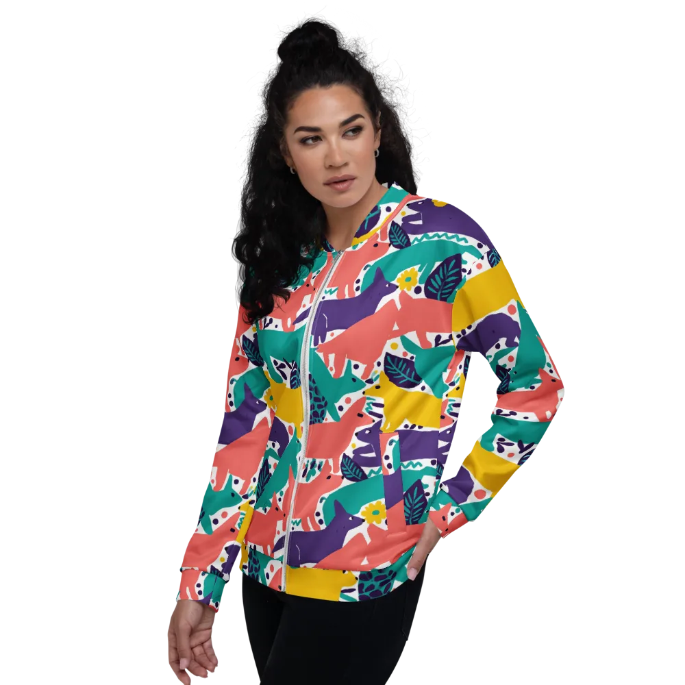 Wildlife Parade on Bomber Jacket — Left
