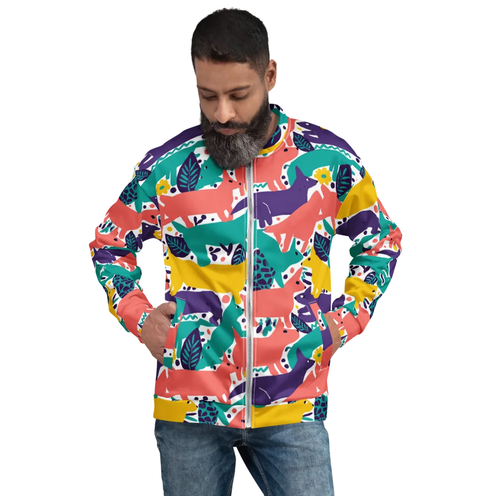 Wildlife Parade on Bomber Jacket — Front