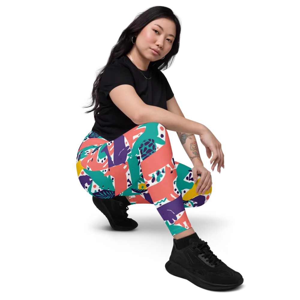 Wildlife Parade on Leggings with Pockets — Right Front