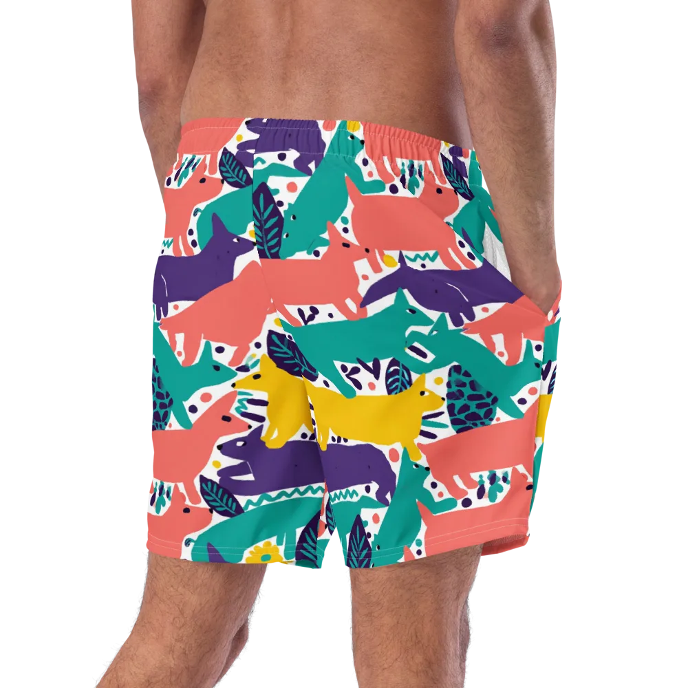 Wildlife Parade on Swim Trunks — Right Back