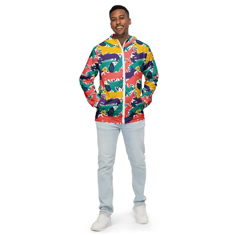Wildlife Parade on Men's Windbreaker — Front