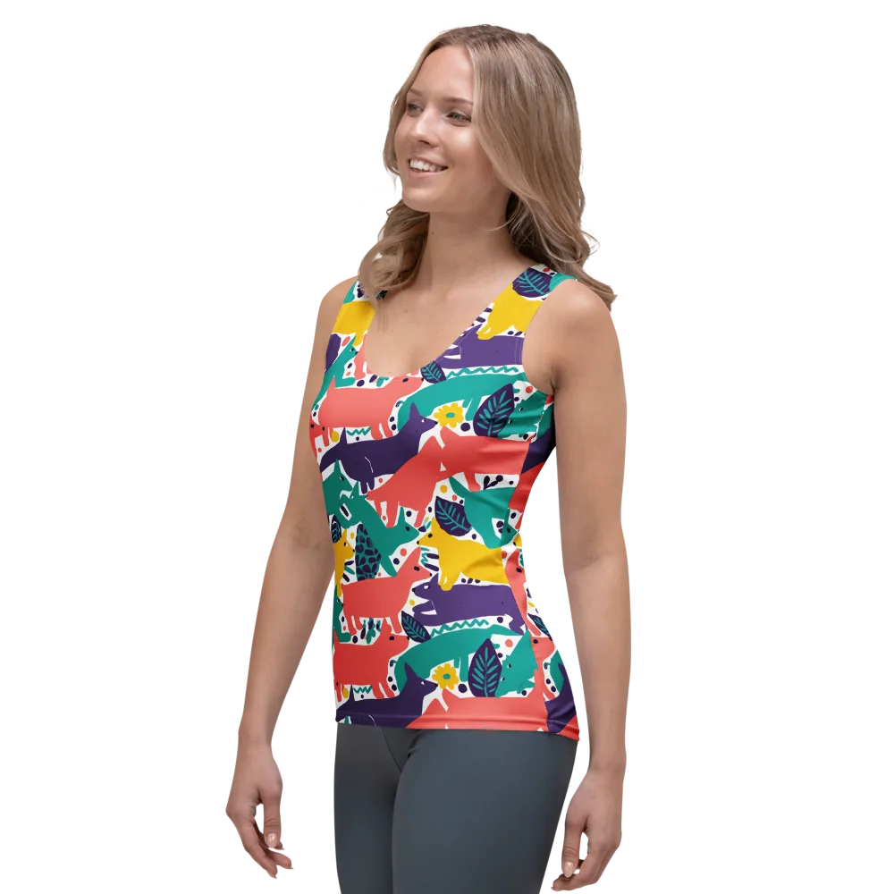 Wildlife Parade on Women's Tank Top — Left Front