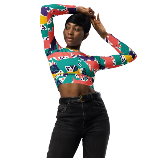 Wildlife Parade on a Long Sleeve Crop Top