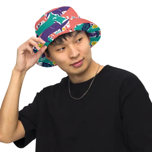Wildlife Parade on a Reversible Bucket Hat