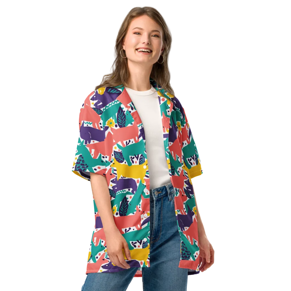 Wildlife Parade on Button Shirt — Front