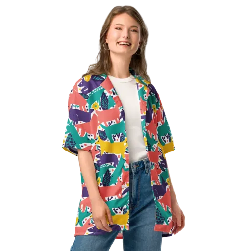 Wildlife Parade on a Button Shirt
