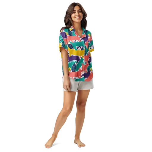 Wildlife Parade on a Women's Short Sleeve Pajama Top