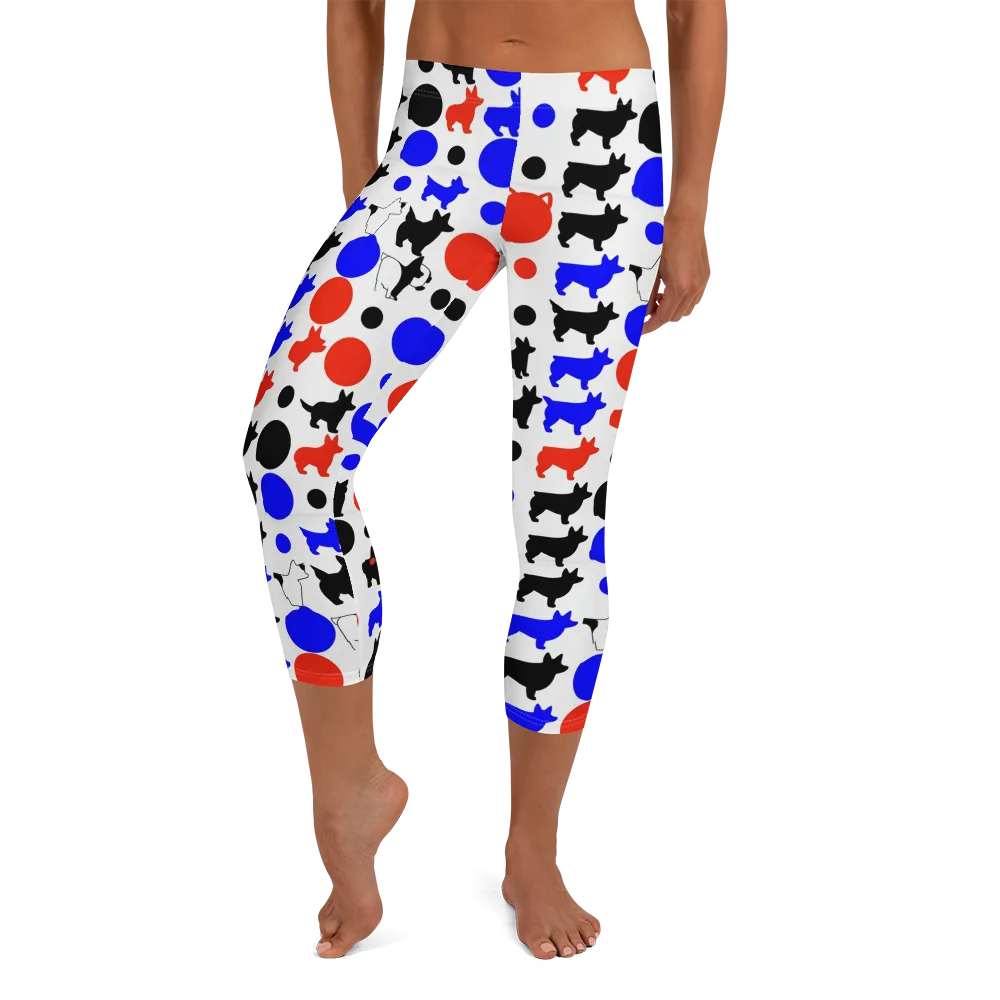 Canine Pop on Capri Leggings — Front