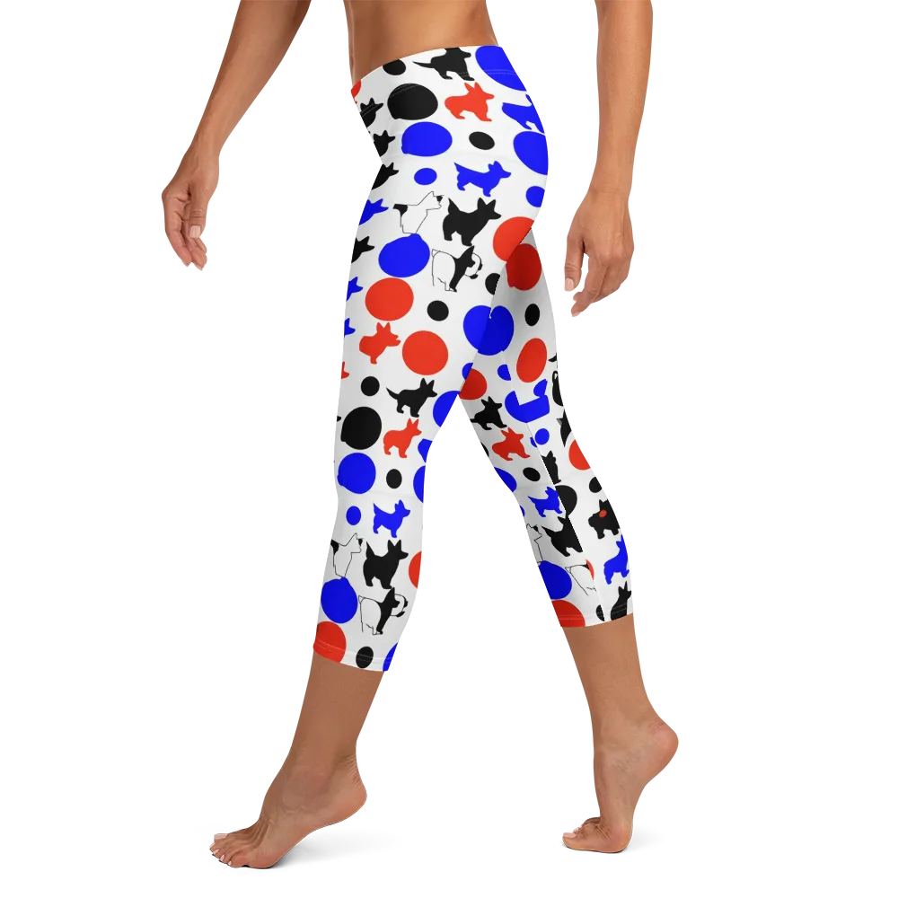 Canine Pop on Capri Leggings — Left
