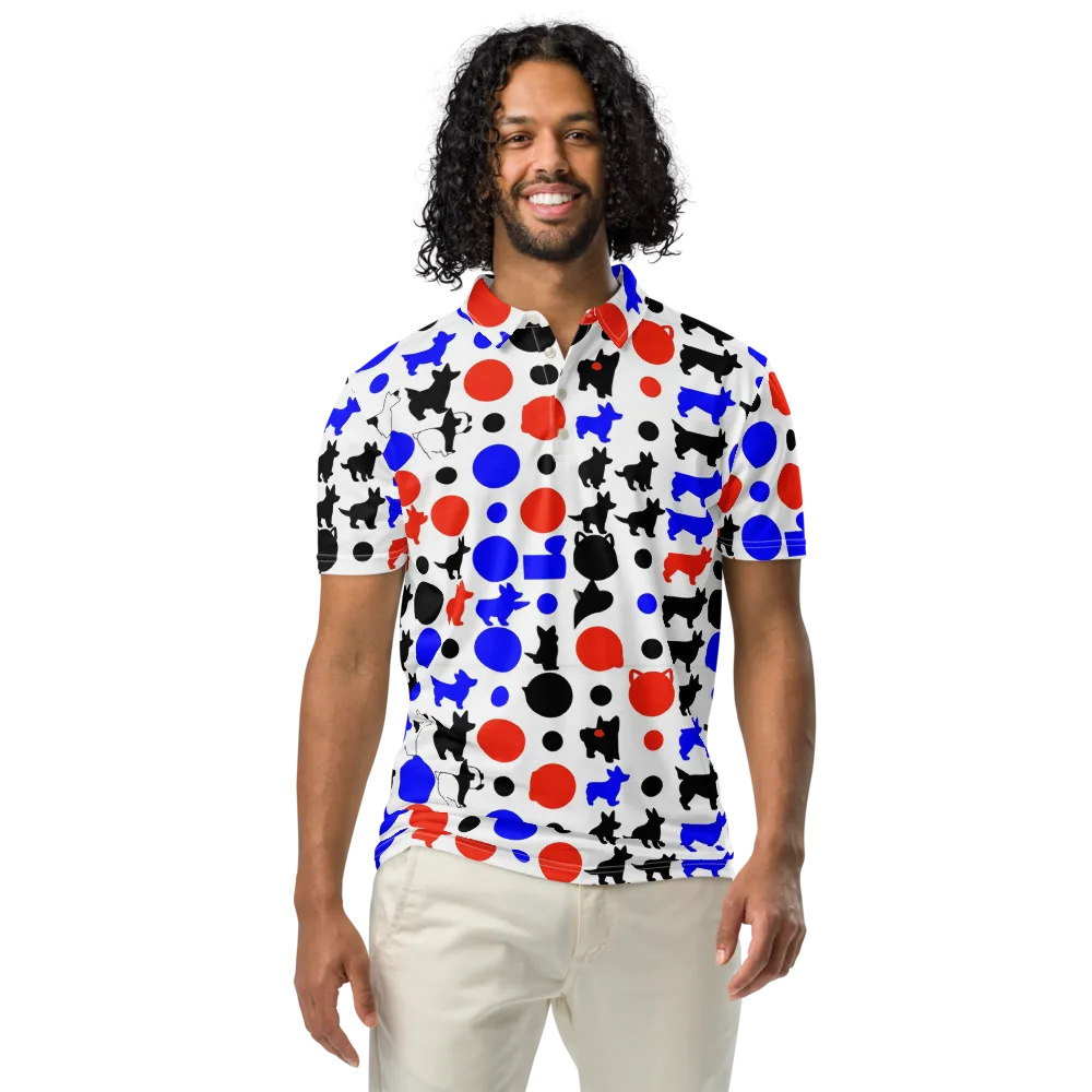Canine Pop on Men's Slim Fit Polo Shirt — Front