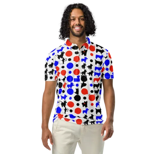 Canine Pop on a Men's Slim Fit Polo Shirt