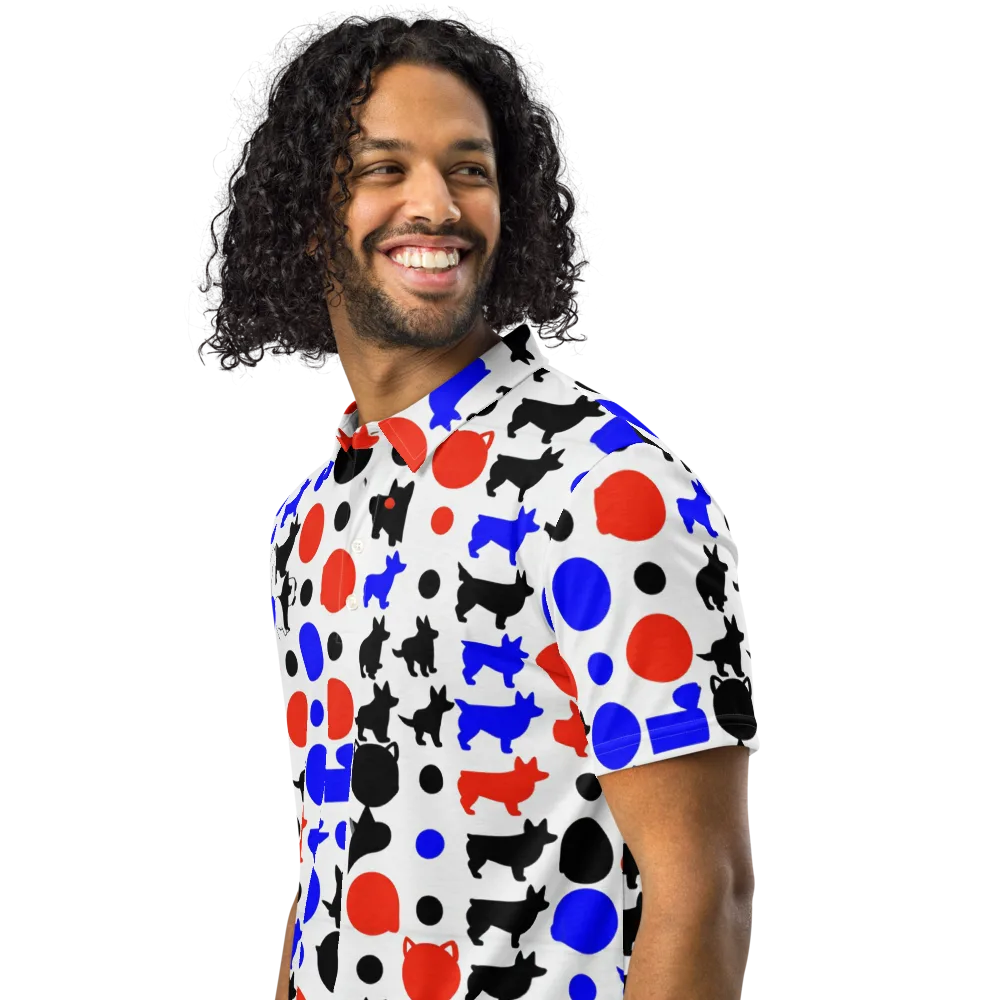Canine Pop on Men's Slim Fit Polo Shirt — Left Front