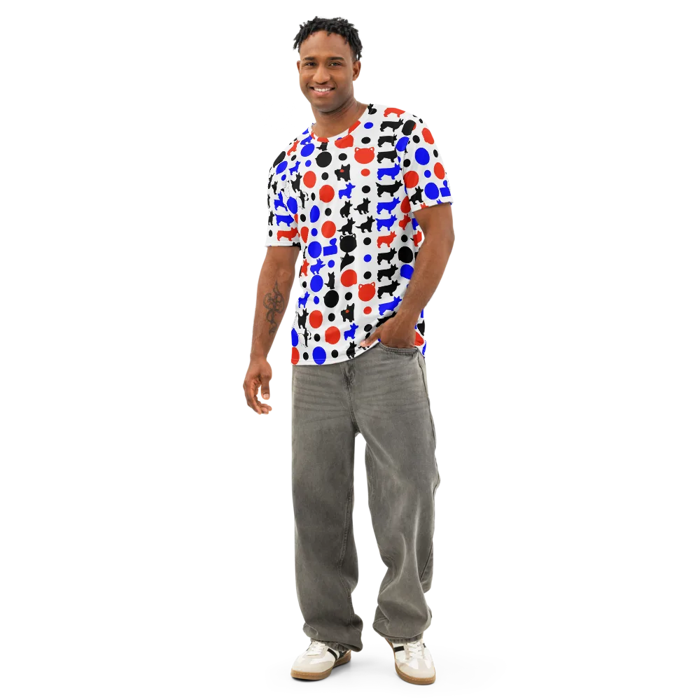 Canine Pop on Men's Cotton Crew Neck T-Shirt — Front
