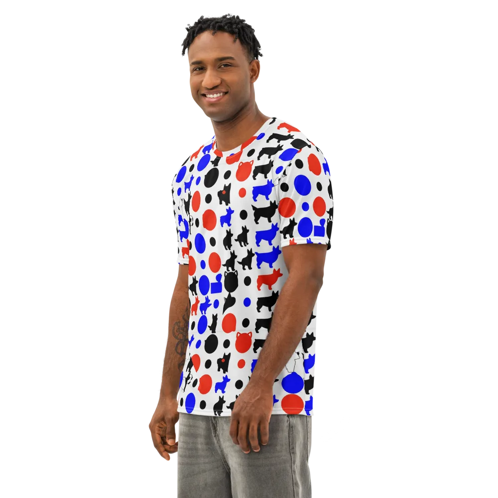 Canine Pop on Men's Cotton Crew Neck T-Shirt — Left Front