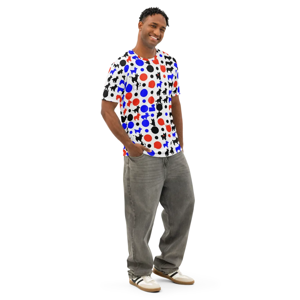 Canine Pop on Men's Cotton Crew Neck T-Shirt — Right Front