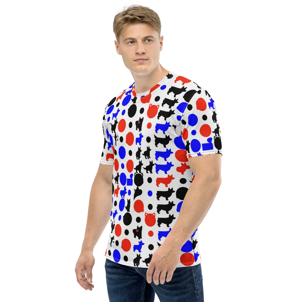 Canine Pop on Men's Crew Neck T-Shirt — Left