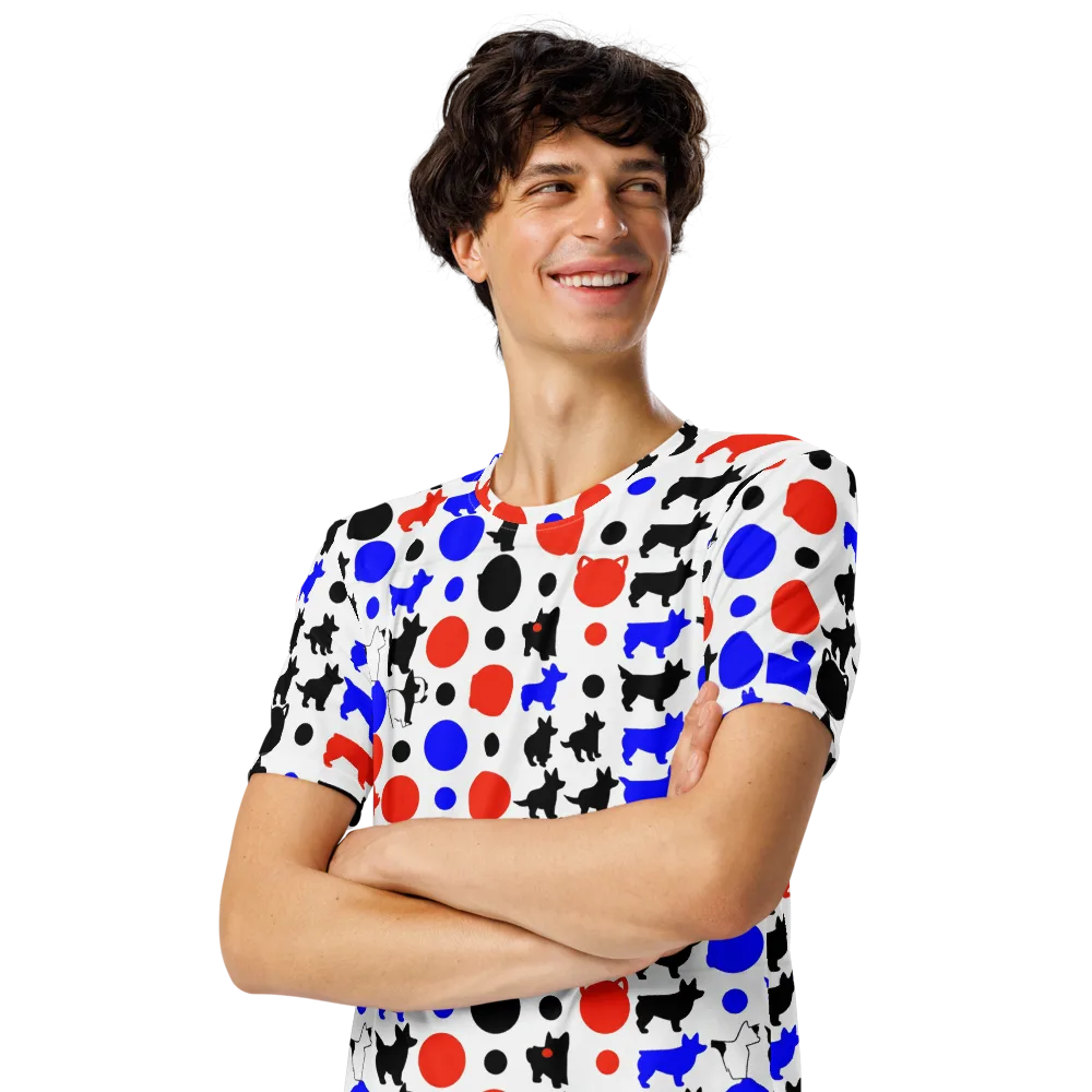 Canine Pop on Men's Crew Neck T-Shirt — Left Front