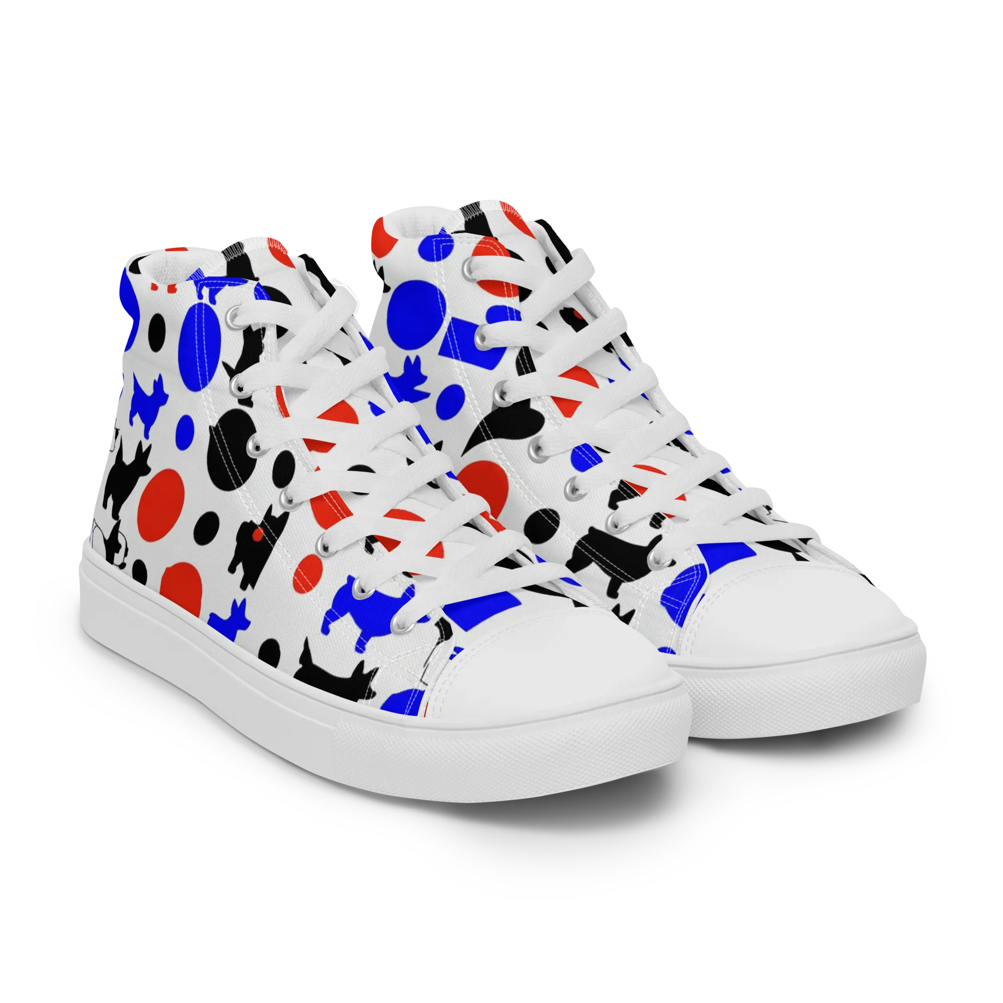 Canine Pop on Men's High Top Canvas Shoes — Right Front