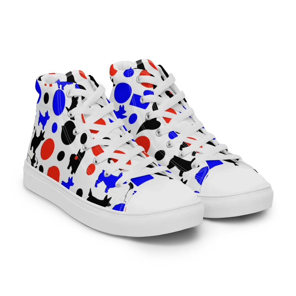 Canine Pop on Men's High Top Canvas Shoes — Right Front