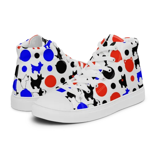 Canine Pop on a Men's High Top Canvas Shoes