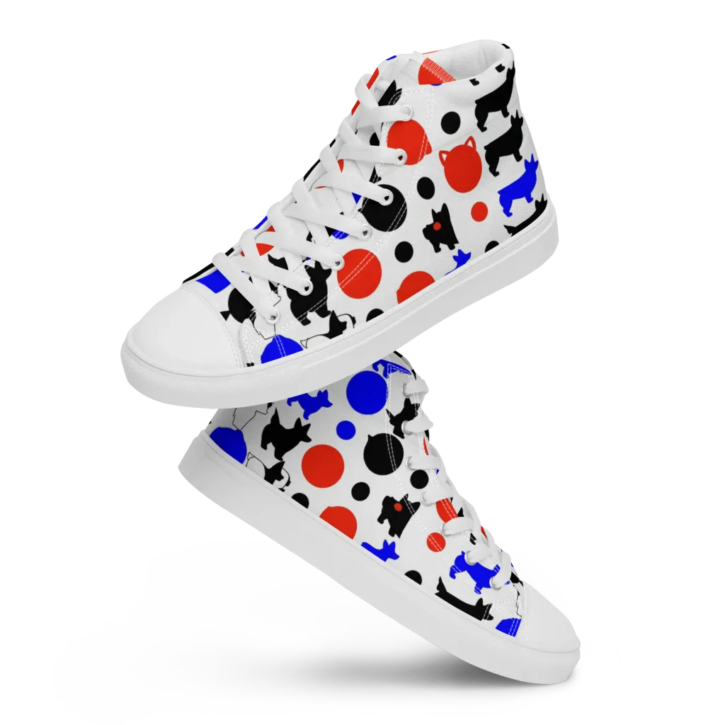 Canine Pop on Men's High Top Canvas Shoes — Front