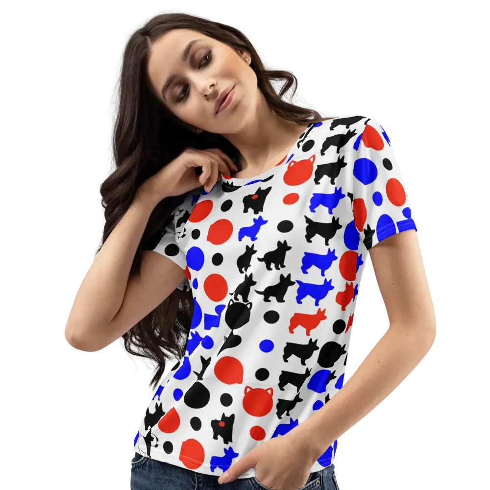 Canine Pop on Women's Crew Neck T-Shirt — Left Front