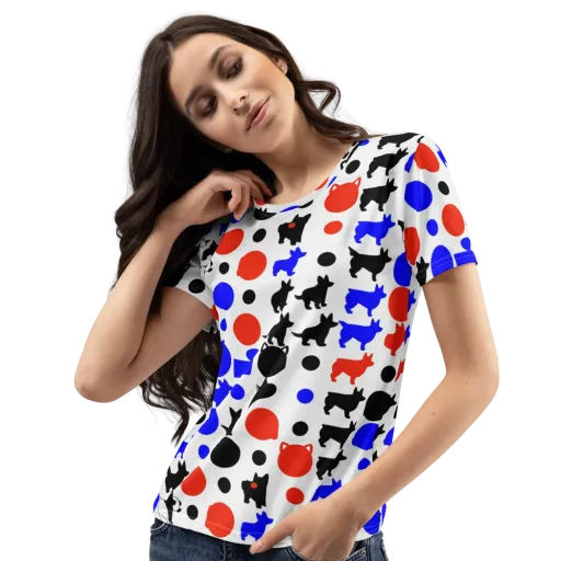 Canine Pop on a Women's Crew Neck T-Shirt