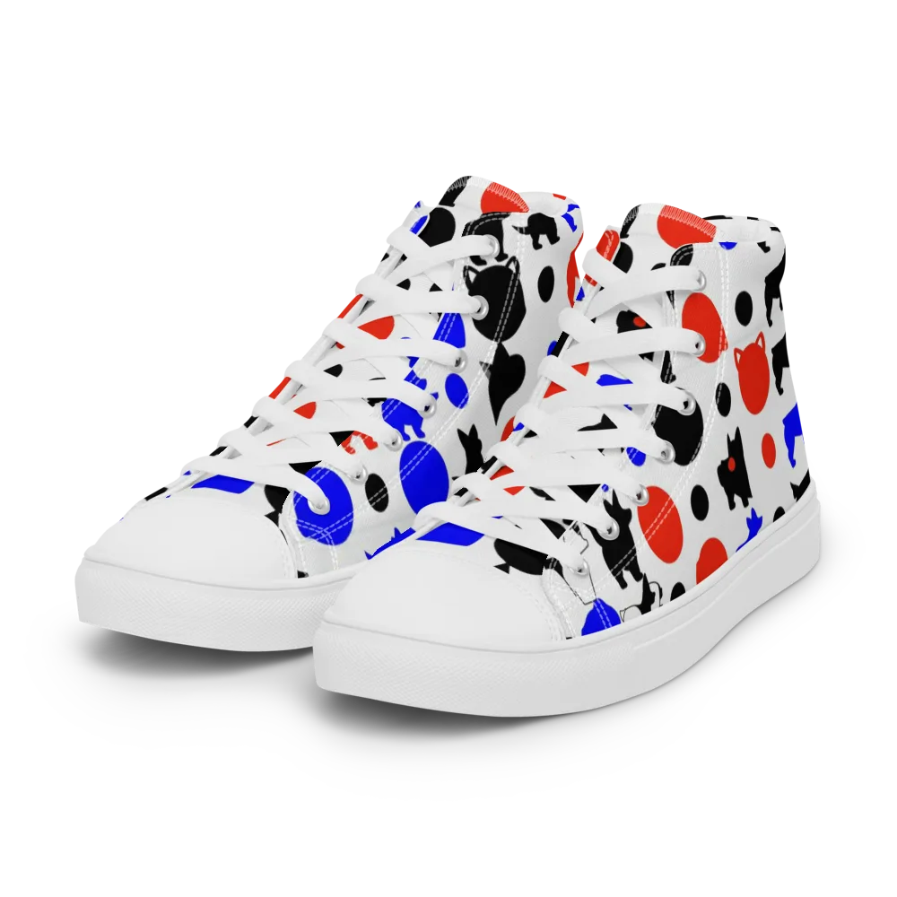 Canine Pop on Women's High Top Canvas Shoes — Left Front