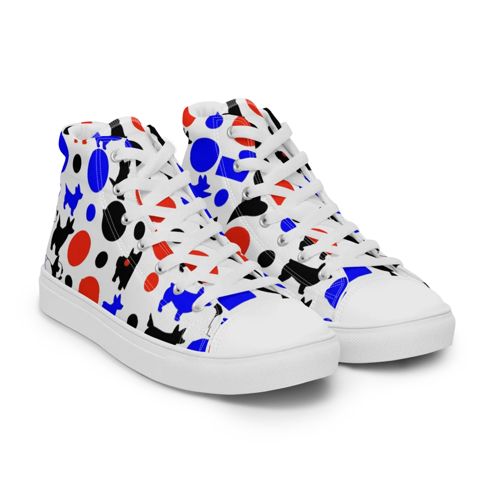 Canine Pop on Women's High Top Canvas Shoes — Right Front