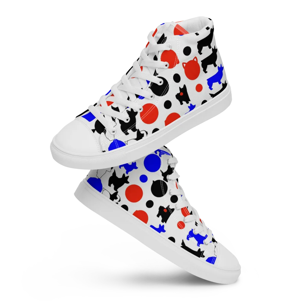 Canine Pop on Women's High Top Canvas Shoes — Front