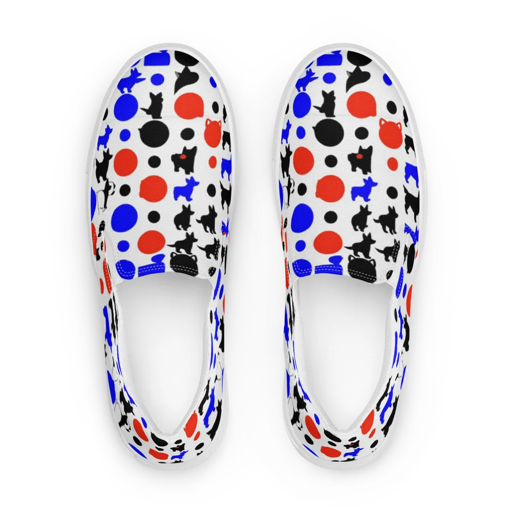 Canine Pop on Men's Slip-On Canvas Shoes — Front