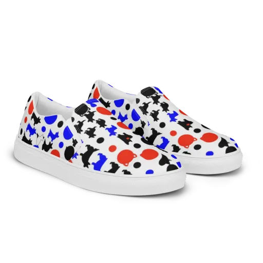 Canine Pop on a Men's Slip-On Canvas Shoes