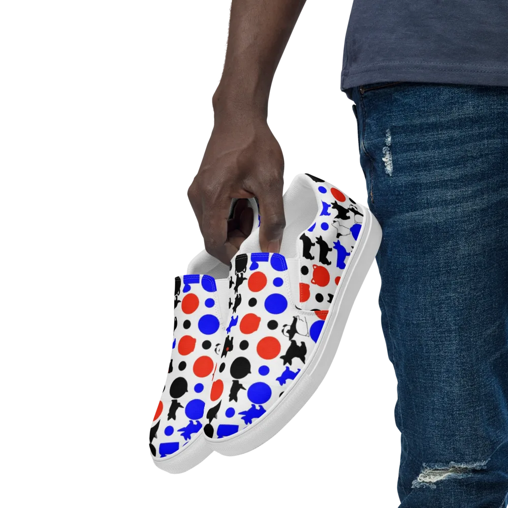 Canine Pop on Men's Slip-On Canvas Shoes — Left Front